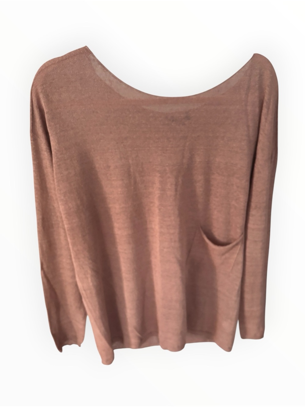 Roberto Collina Brown linen long sleeve top with a relaxed fit. Made in Italy